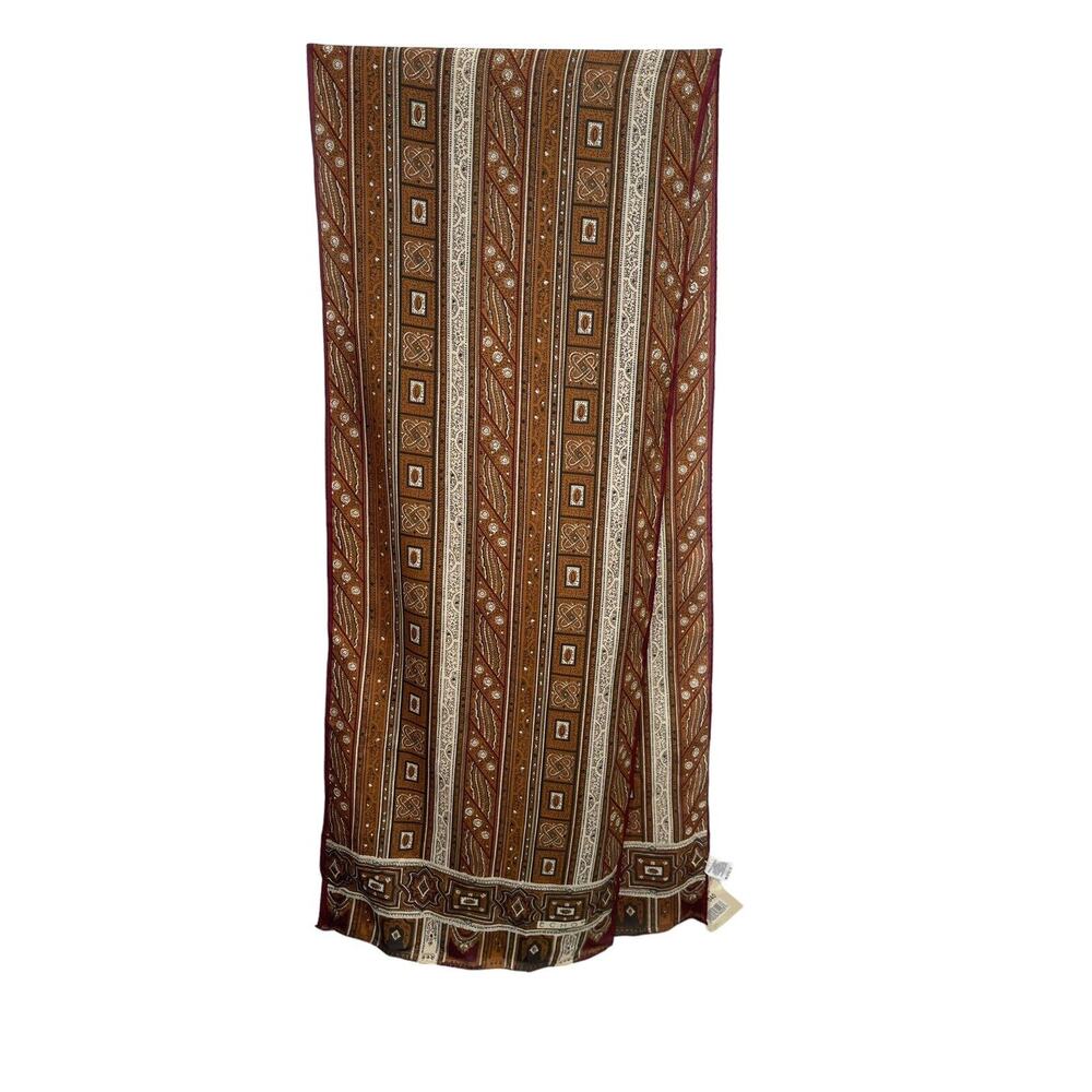 Vintage NWT Echo Silk Scarf Long Rectangular Brown - Picture 2 of 10